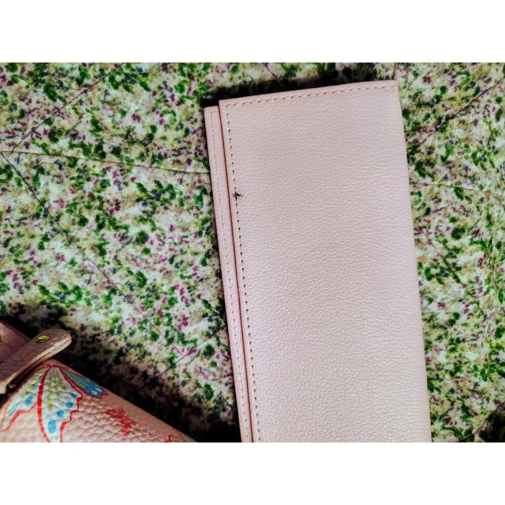 Pink Butterfly Leather Stone Mountain Wallet
